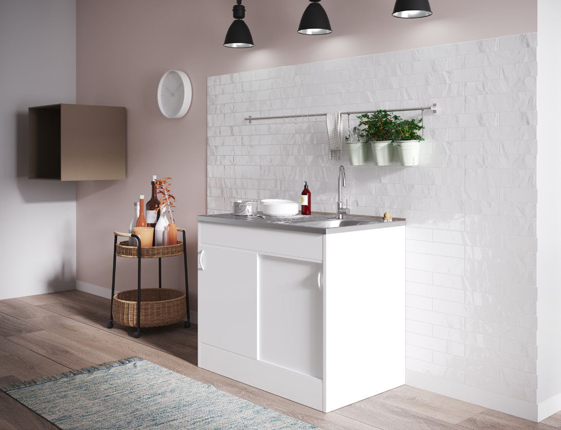 Spülenschrank 100 cm Schiebetür – Frontansicht