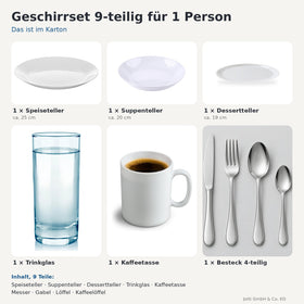 Geschirrset 9-teilig für 1 Person